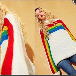 White Rainbow Stripe loose Sweater